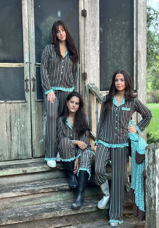 Cocoa Crush Dreams Ruffled Long Set Pajamas