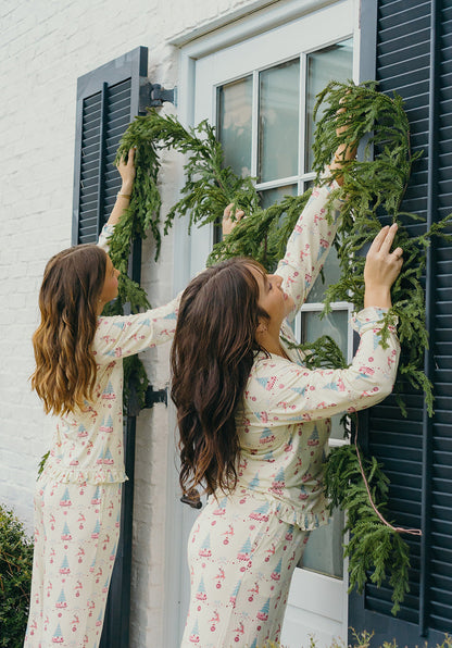 Christmas Carousel Dreams Ruffled Long Set Pajamas