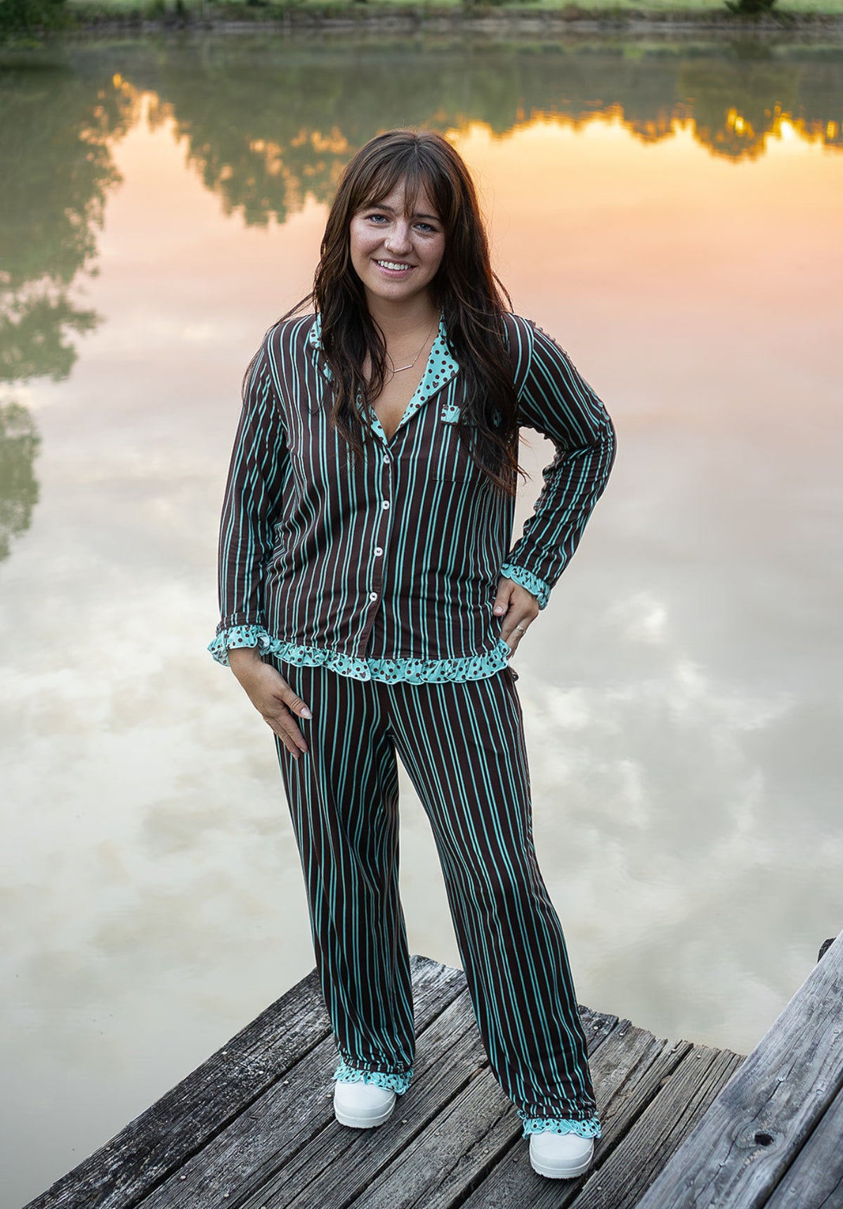 Cocoa Crush Dreams Ruffled Long Set Pajamas